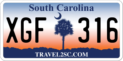 SC license plate XGF316