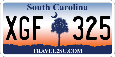 SC license plate XGF325