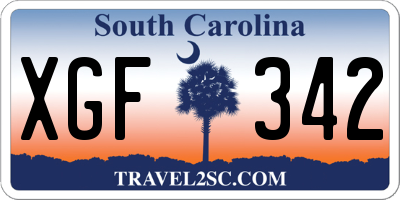 SC license plate XGF342