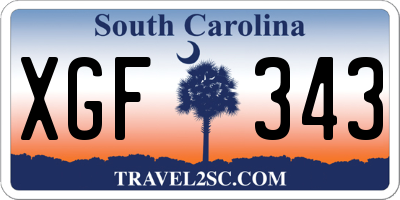 SC license plate XGF343