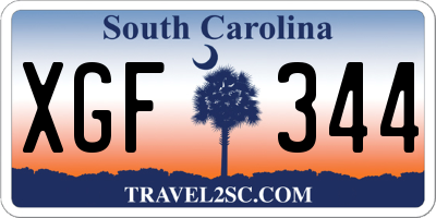 SC license plate XGF344