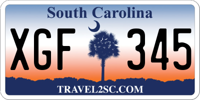 SC license plate XGF345