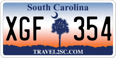 SC license plate XGF354