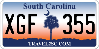 SC license plate XGF355