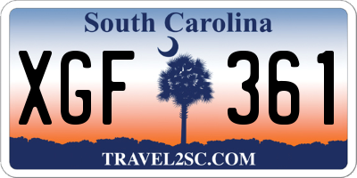SC license plate XGF361