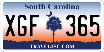 SC license plate XGF365