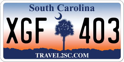 SC license plate XGF403