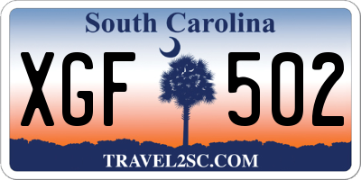 SC license plate XGF502