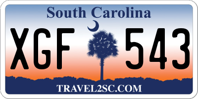 SC license plate XGF543