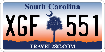 SC license plate XGF551