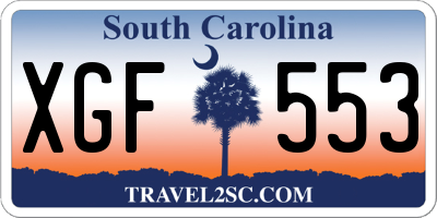 SC license plate XGF553