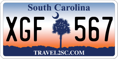 SC license plate XGF567