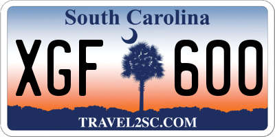 SC license plate XGF600