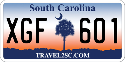 SC license plate XGF601