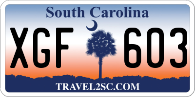 SC license plate XGF603