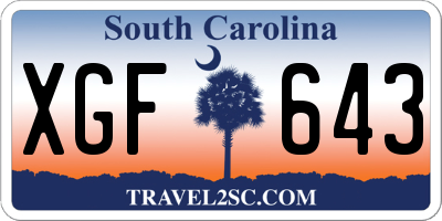 SC license plate XGF643