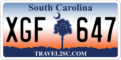 SC license plate XGF647