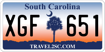 SC license plate XGF651