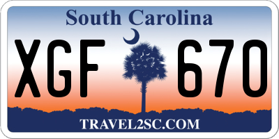 SC license plate XGF670