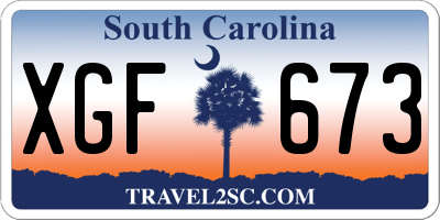 SC license plate XGF673
