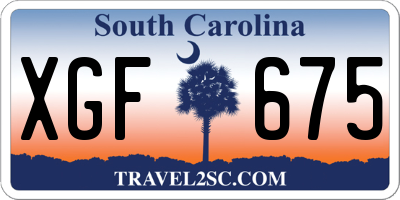 SC license plate XGF675