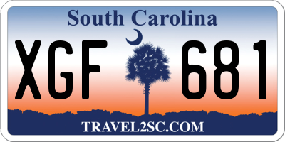 SC license plate XGF681