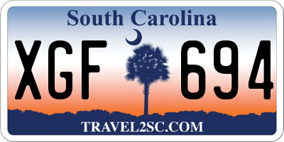 SC license plate XGF694
