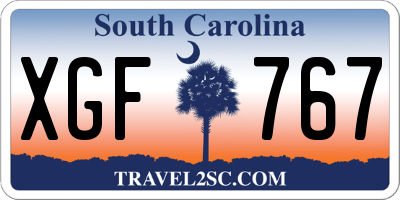 SC license plate XGF767