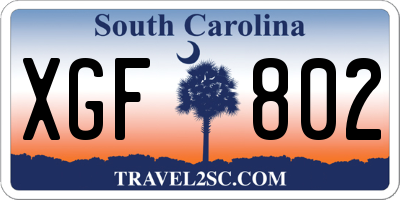 SC license plate XGF802