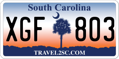 SC license plate XGF803