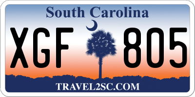 SC license plate XGF805