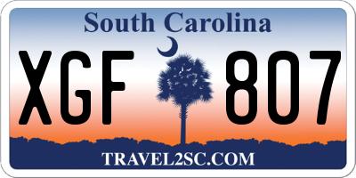 SC license plate XGF807