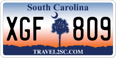 SC license plate XGF809