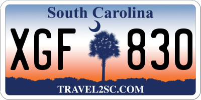 SC license plate XGF830