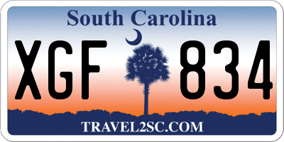 SC license plate XGF834