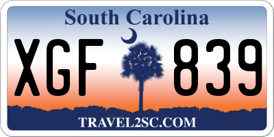 SC license plate XGF839