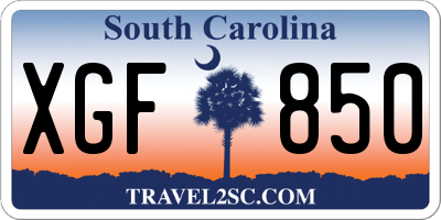 SC license plate XGF850