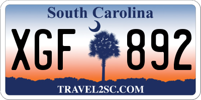 SC license plate XGF892