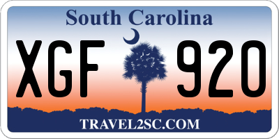 SC license plate XGF920