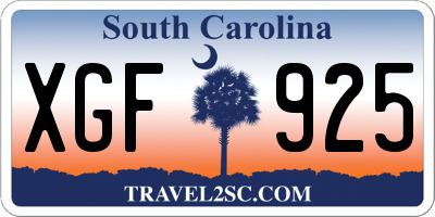 SC license plate XGF925