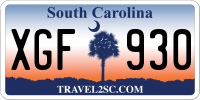 SC license plate XGF930