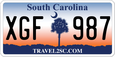 SC license plate XGF987