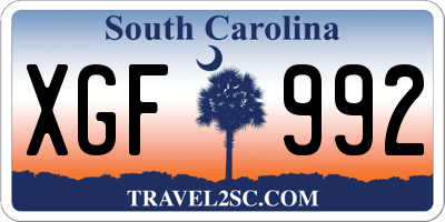 SC license plate XGF992