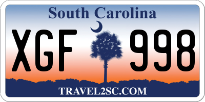 SC license plate XGF998