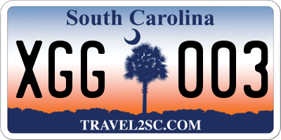 SC license plate XGG003