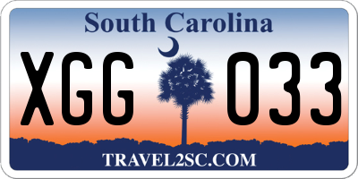 SC license plate XGG033