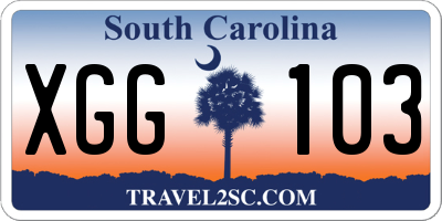SC license plate XGG103