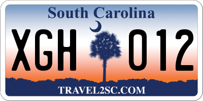 SC license plate XGH012