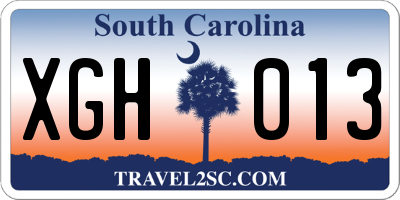 SC license plate XGH013