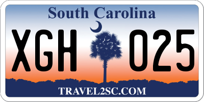 SC license plate XGH025